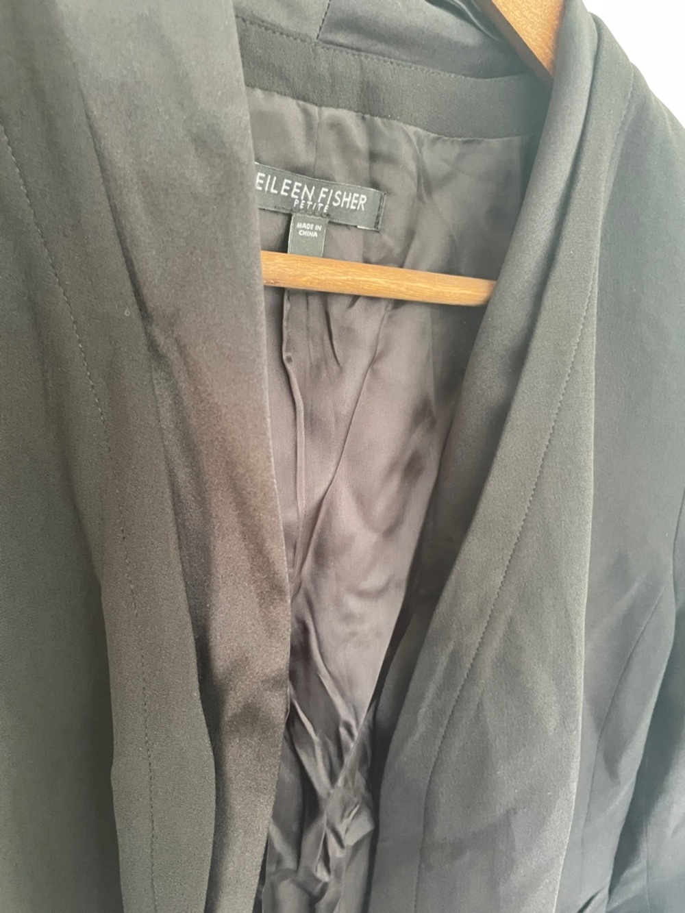 Eileen Fisher 100% Silk Black Open-Front Blazer Jacket PS - Picture 5 of 5